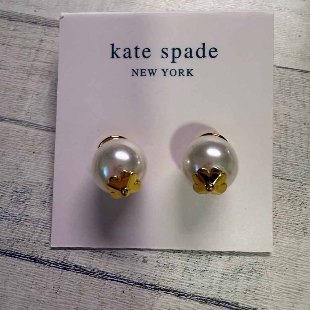Kate Spade Gold and Cream Pearl Earrings